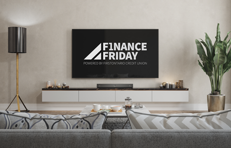 Television with Finance Friday Logo on Screen