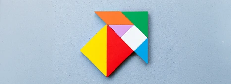 Arrow formed by colourful blocks