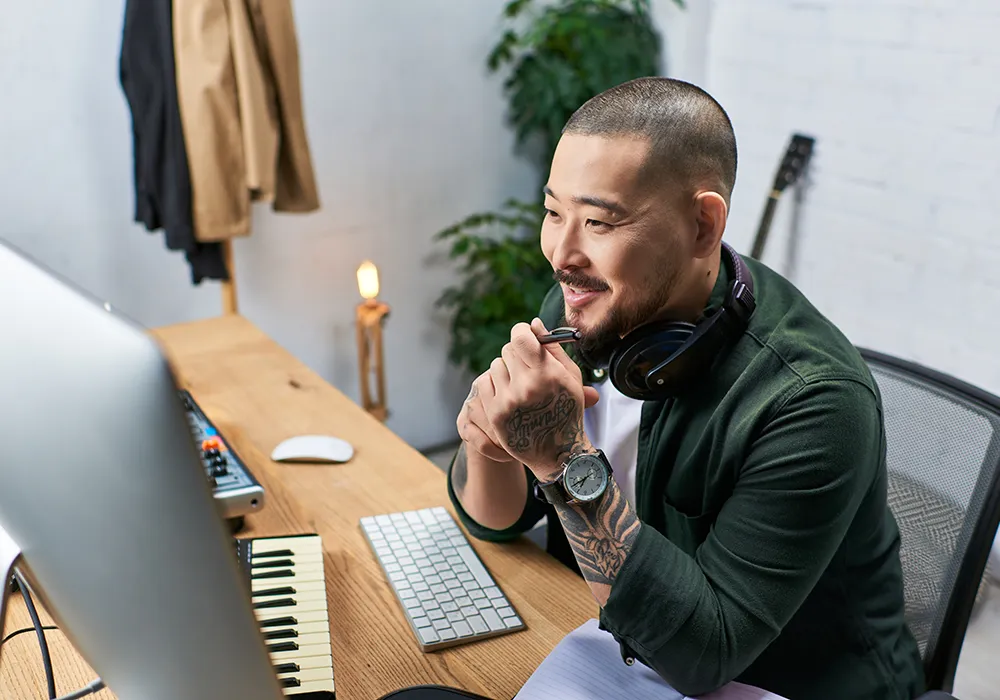 Student smiling in hallway holding backpack straps