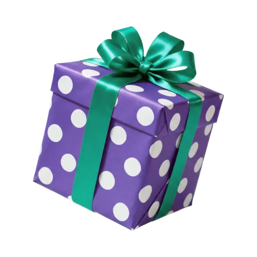Purple gift box with polka dots.